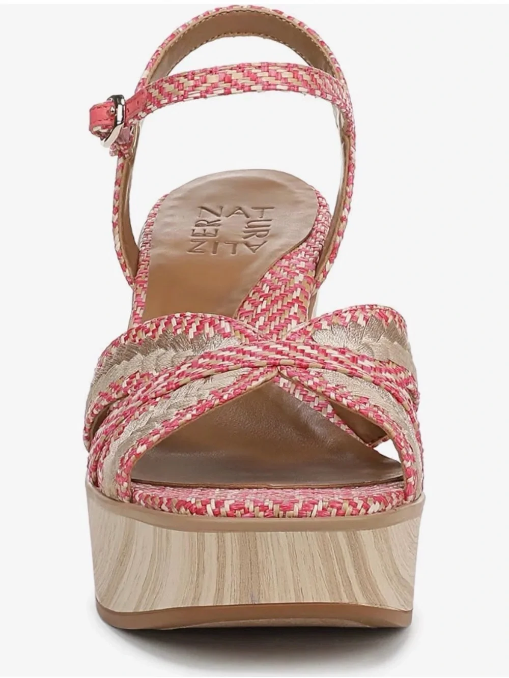 A290 Naturalizer Pink Woven Platform Sandals with Ankle Buckle NWT Size11